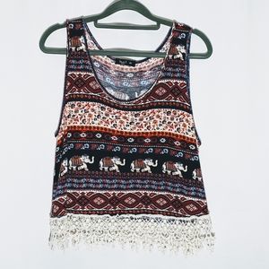 LOVE J USA Crop Top with Crocheted Hem